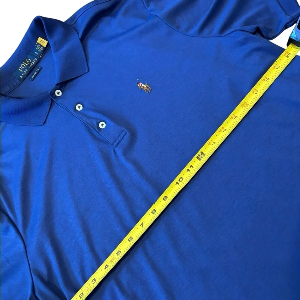 Polo Ralph Lauren 100% Cotton Blue Polo Classic Fit Pima Design, Mens Size Large